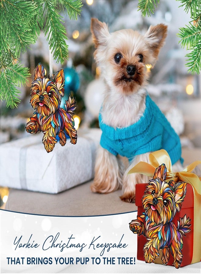 FLAGWIX Yorkie Christmas Ornaments - 2D Flat (Not 3D) Acrylic Dog Christmas Ornaments 2025 for Tree Decorations - Yorkie Ornament Gifts for Women Men, Dog Mom Gifts for Women, Gift for Animal Lover - Image 3